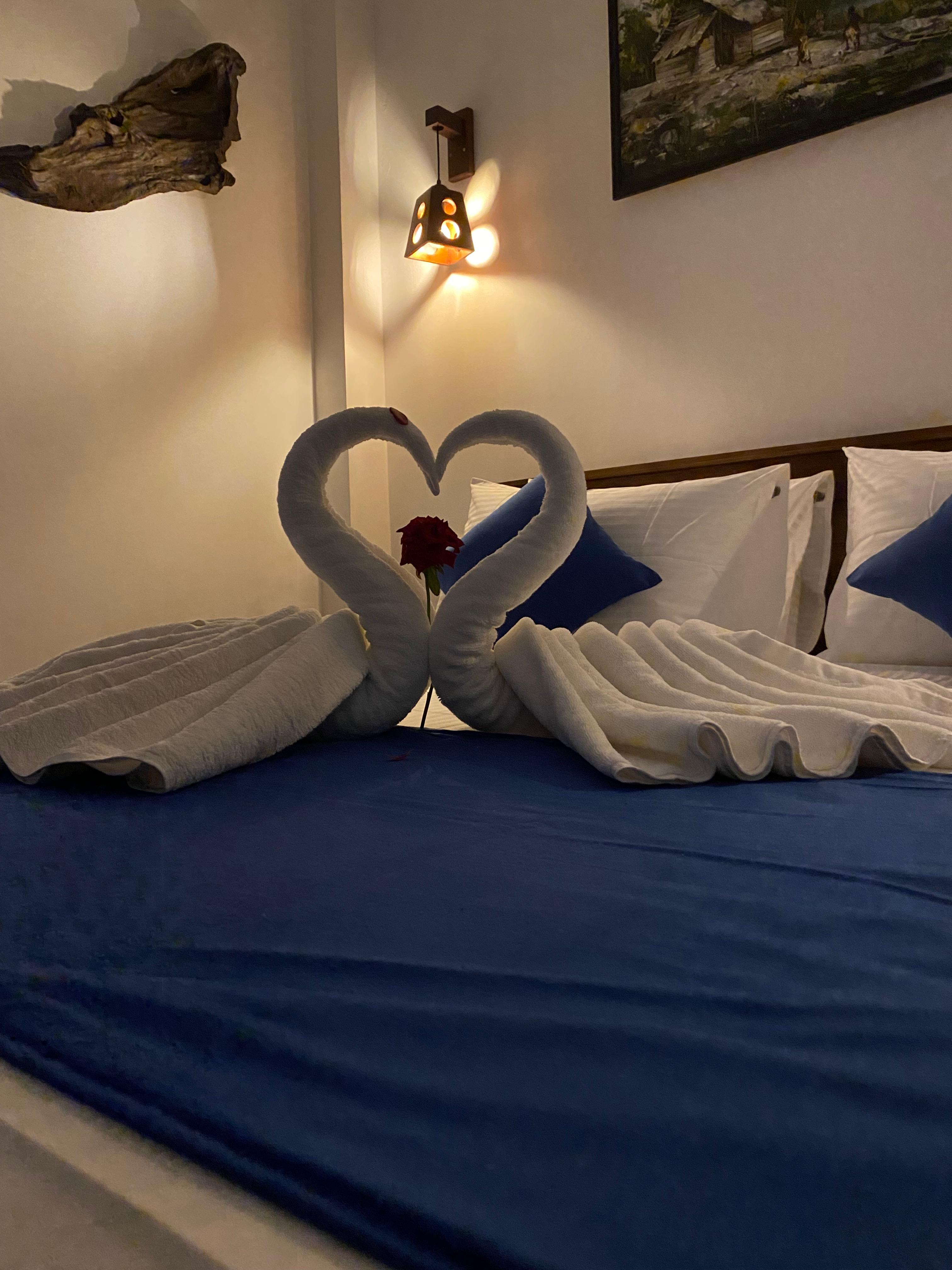 Towel Swans on Bed